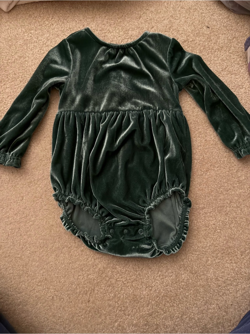 Carter's Velvet Green Toddler Bubble Romper